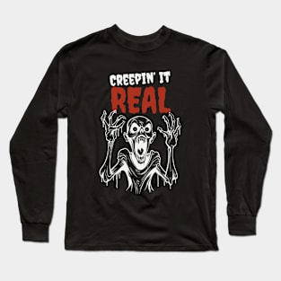 Creepin It Real Zombie Lazy Halloween Costume Long Sleeve T-Shirt